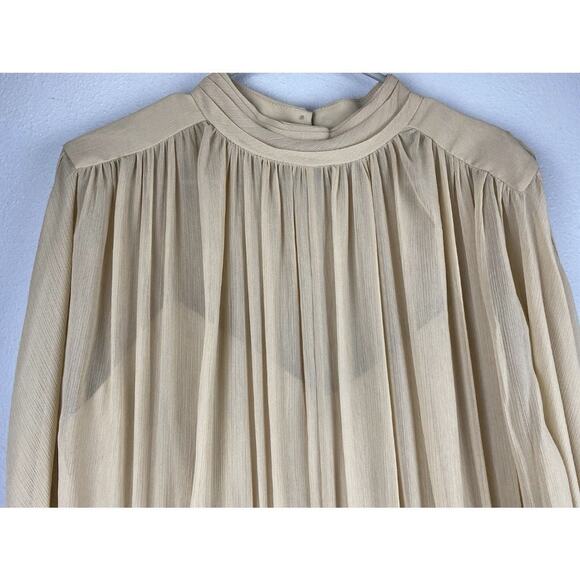 NWT Gianni Bini Sz 12 Piper Ruched Chiffon Feminine Romantic Soft Beige Dress - Picture 4 of 13